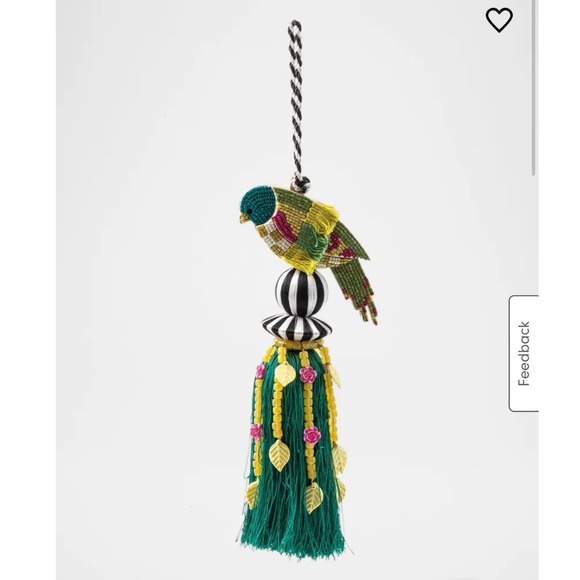 Parakeet Beaded Tassel Ornament MacKenzie Childs Style NEW Bird - Picture 1 of 9